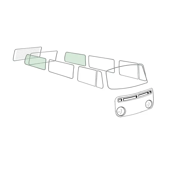 Bakre sidevindu V/R, grønn