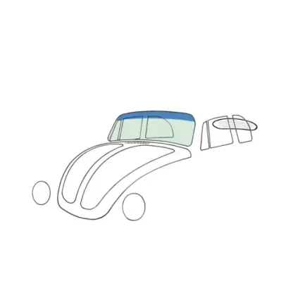 Frontrute, grønn på toppen blå, konvertib